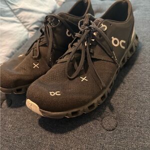 On Running Women’s Cloud Athletic Shoes - Black with White Accents